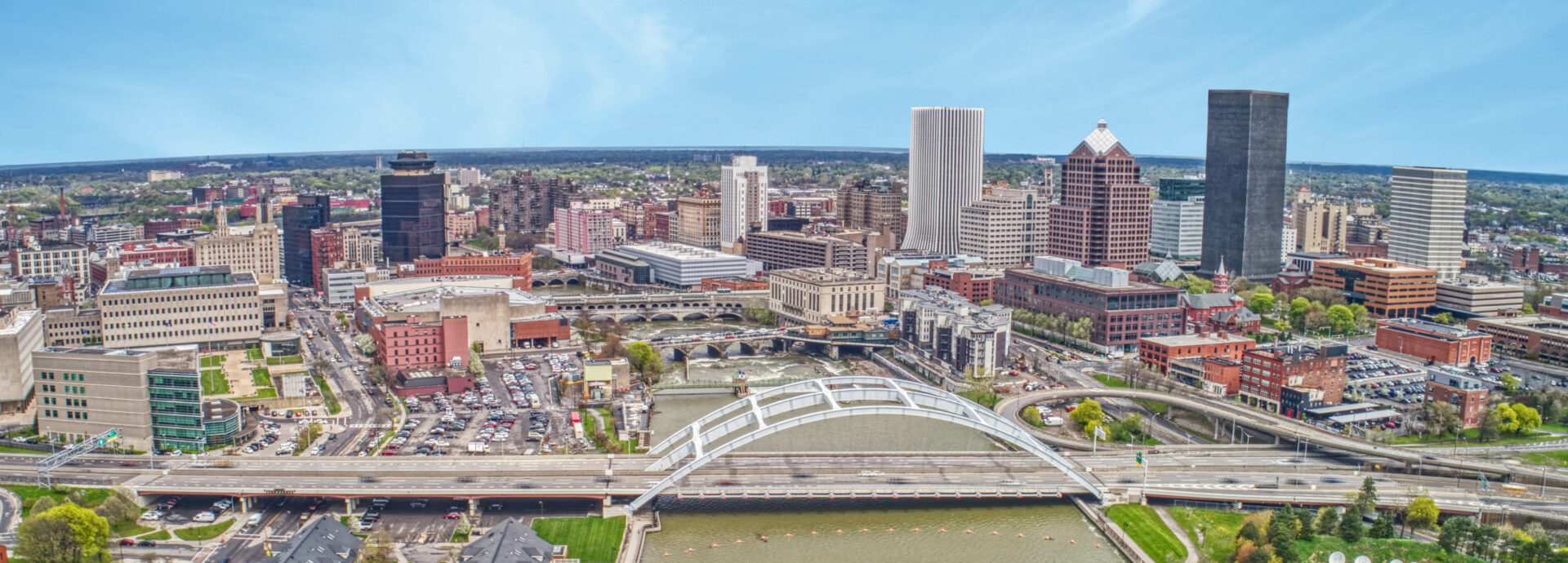 Aerial photo of downtown Rochester