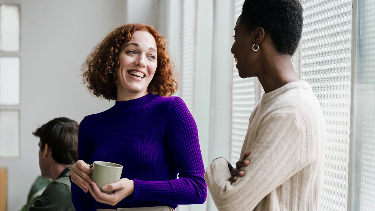 Two women talking